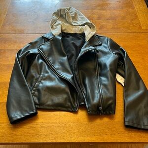 Wondernation Kids Faux Leather Jacket with hood